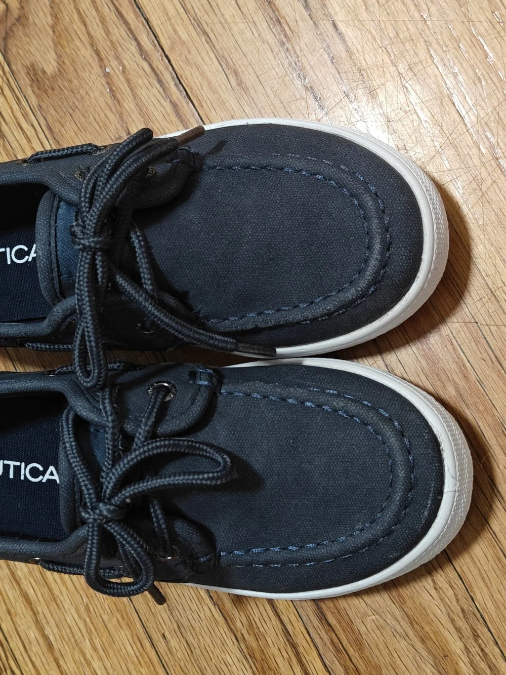 Nautica Kids Shoes  Dark Navy Canvas Boat Shoes with White Sole
